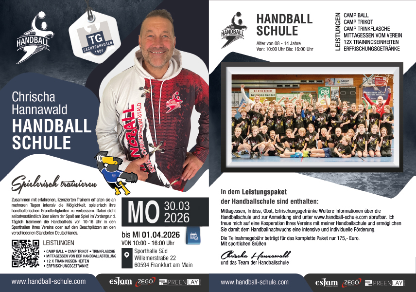 Handball Schule mit Chrischa Hannawald vom 30.3 - 01.04
